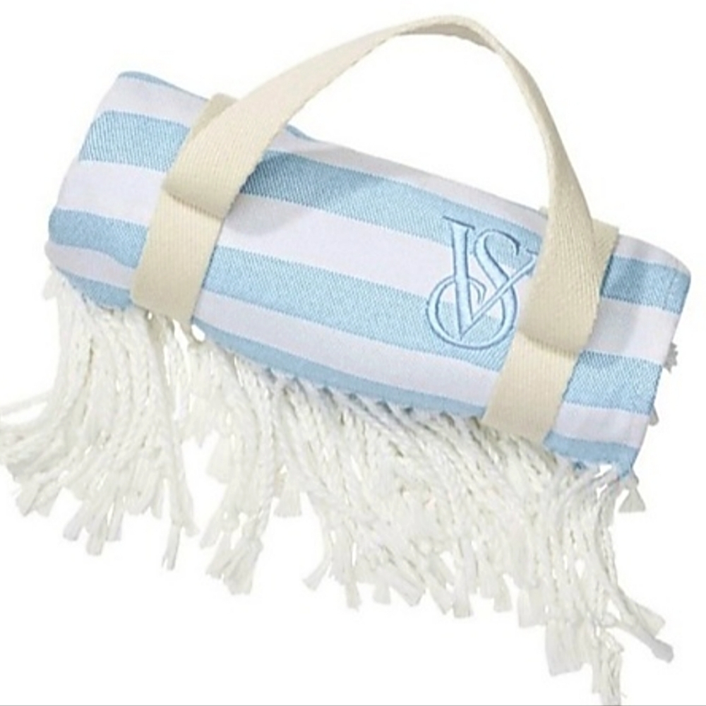 NWT Victoria's Secret Blue Striped Beach Blanket